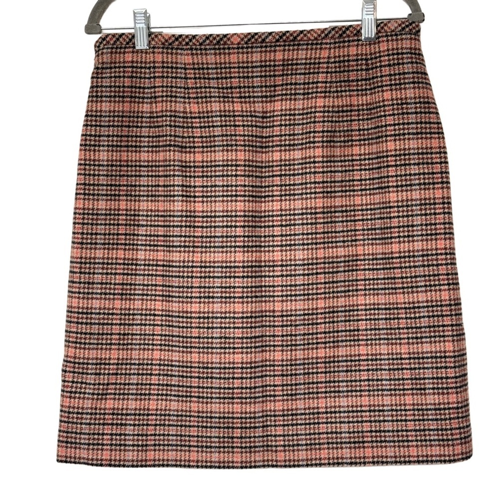 {Talbots} "Plaid Wool A-Line Skirt" Highland Plaid Above Knee Midi Side Zipper - Picture 3 of 5